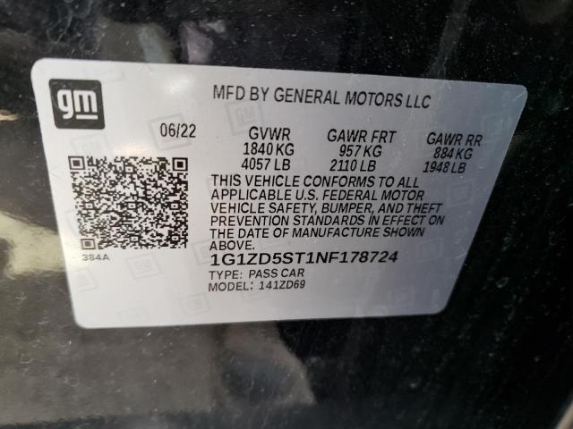 Aukcja sprzedaży 2022 Chevrolet Malibu Lt, vin: 1G1ZD5ST1NF178724, numer aukcji: 44681473