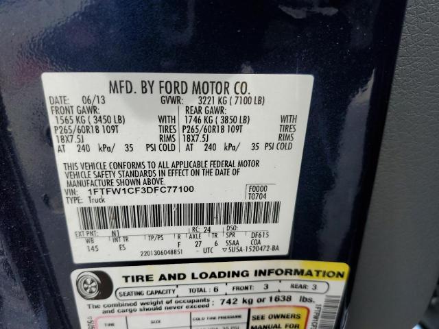 Aukcja sprzedaży 2013 Ford F150 Supercrew, vin: 1FTFW1CF3DFC77100, numer aukcji: 45123223