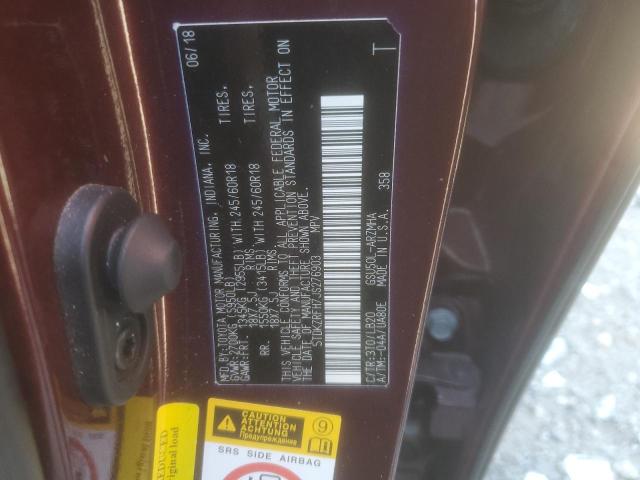 Aukcja sprzedaży 2018 Toyota Highlander Se, vin: 5TDKZRFH7JS276903, numer aukcji: 44934333