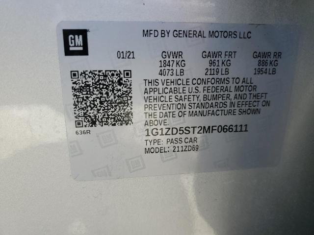 Aukcja sprzedaży 2021 Chevrolet Malibu Lt, vin: 1G1ZD5ST2MF066111, numer aukcji: 44991673
