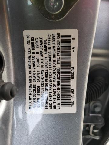 Aukcja sprzedaży 2016 Honda Civic Exl, vin: 19XFC1F76GE025983, numer aukcji: 45175203