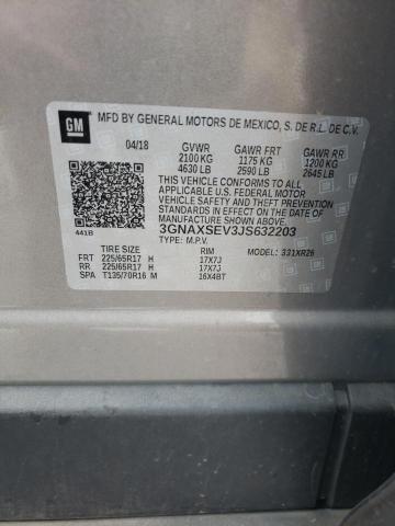 Aukcja sprzedaży 2018 Chevrolet Equinox Lt, vin: 3GNAXSEV3JS632203, numer aukcji: 45141643