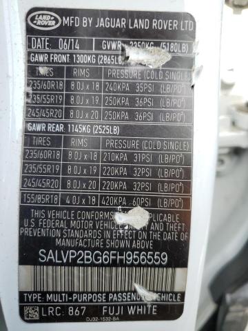 Aukcja sprzedaży 2015 Land Rover Range Rover Evoque Pure Plus, vin: SALVP2BG6FH956559, numer aukcji: 44978223