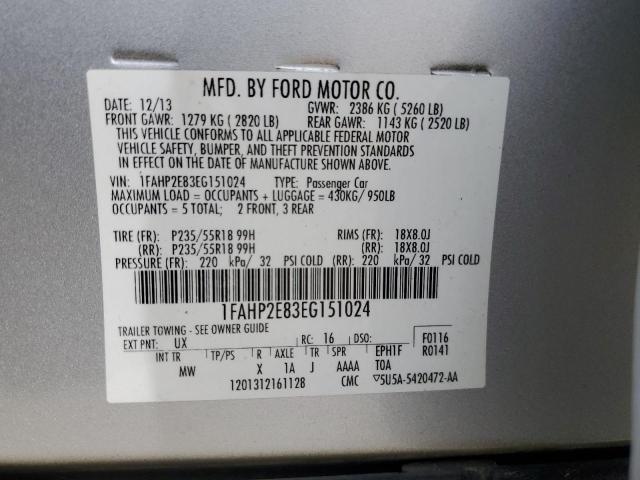 Продажа на аукционе авто 2014 Ford Taurus Sel, vin: 1FAHP2E83EG151024, номер лота: 43789483