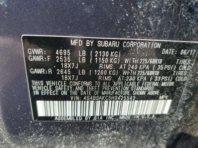 Aukcja sprzedaży 2017 Subaru Outback 2.5i Limited, vin: 4S4BSAKC5H3425543, numer aukcji: 44773683