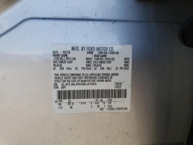 2016 Lincoln Mkx Reserve მანქანა იყიდება აუქციონზე, vin: 2LMTJ6LR0GBL61003, აუქციონის ნომერი: 44353773