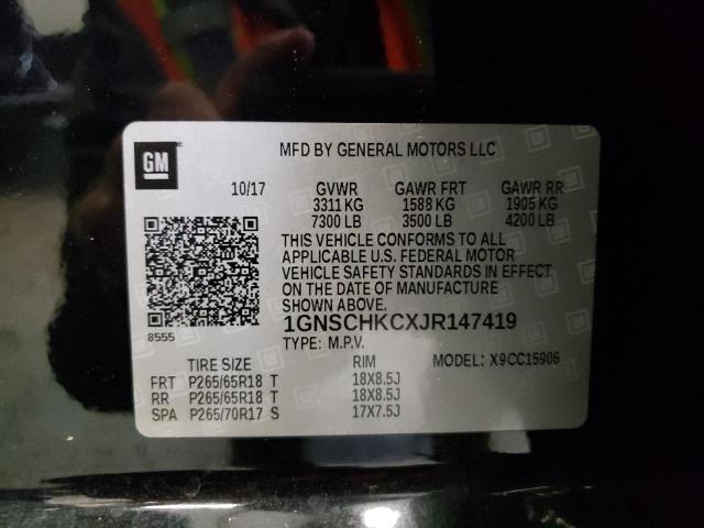 Aukcja sprzedaży 2018 Chevrolet Suburban C1500 Lt, vin: 1GNSCHKCXJR147419, numer aukcji: 44950643