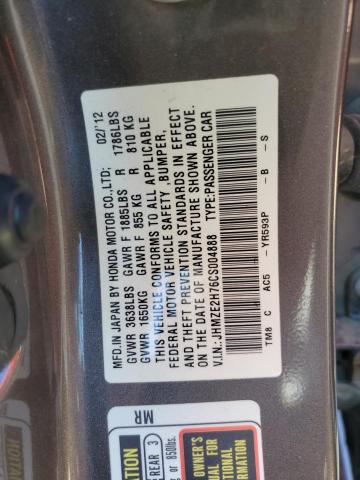 Aukcja sprzedaży 2012 Honda Insight Ex, vin: JHMZE2H76CS004888, numer aukcji: 45273993