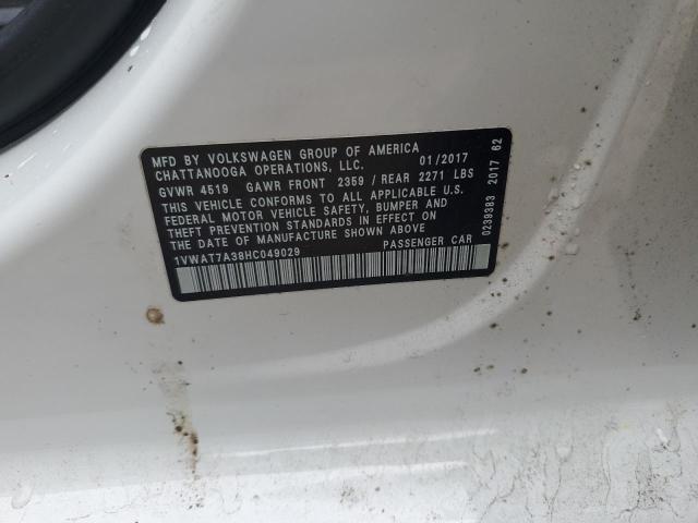Aukcja sprzedaży 2017 Volkswagen Passat S, vin: 1VWAT7A38HC049029, numer aukcji: 45329563