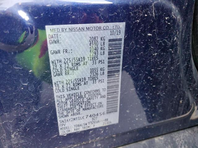44965583 :رقم المزاد ، 5N1AT2MT1LC740456 vin ، 2020 Nissan Rogue S مزاد بيع