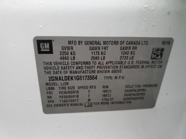 Aukcja sprzedaży 2016 Chevrolet Equinox Ltz, vin: 2GNALDEK1G6173564, numer aukcji: 45118533