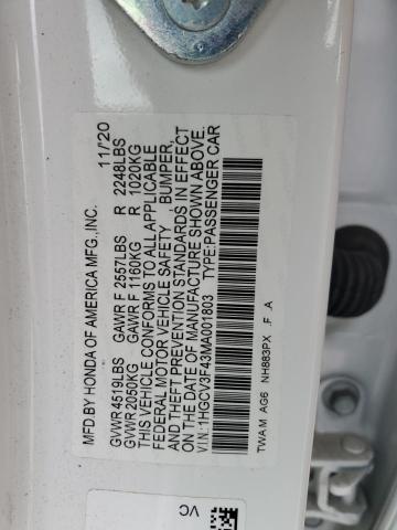 Aukcja sprzedaży 2021 Honda Accord Hybrid Ex, vin: 1HGCV3F43MA001803, numer aukcji: 44643233