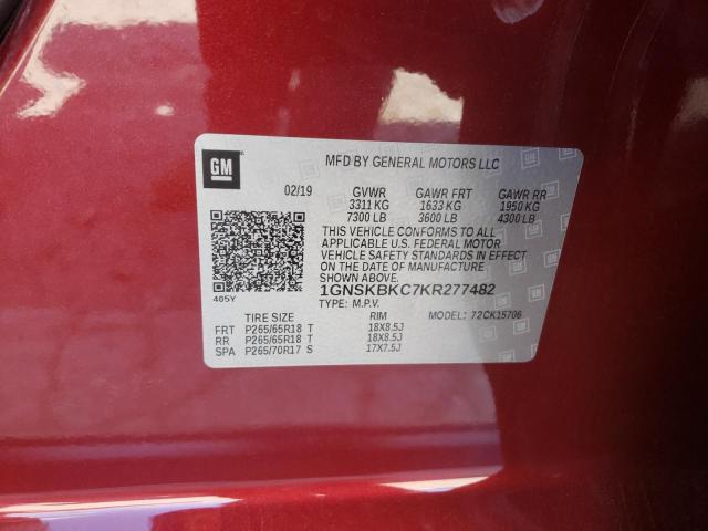 Aukcja sprzedaży 2019 Chevrolet Tahoe K1500 Lt, vin: 1GNSKBKC7KR277482, numer aukcji: 45507623