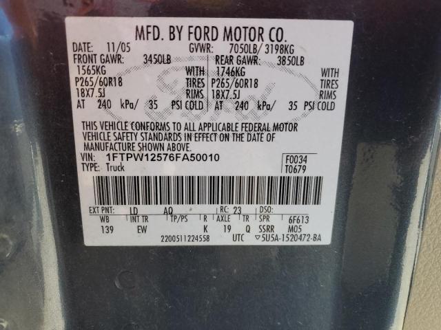 Aukcja sprzedaży 2006 Ford F150 Supercrew, vin: 1FTPW12576FA50010, numer aukcji: 45235393
