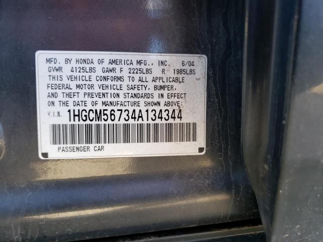 Aukcja sprzedaży 2004 Honda Accord Ex, vin: 1HGCM56734A134344, numer aukcji: 45384813