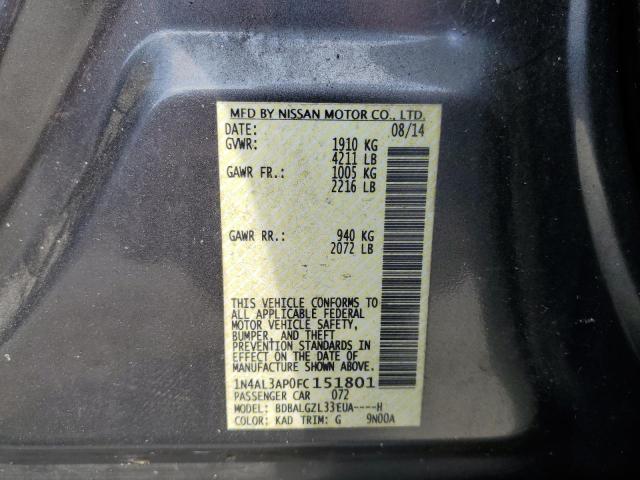 Aukcja sprzedaży 2015 Nissan Altima 2.5, vin: 1N4AL3AP0FC151801, numer aukcji: 45450813