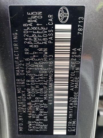 Продажа на аукционе авто 2021 Toyota Camry Se, vin: 4T1G11AK9MU571613, номер лота: 44947973