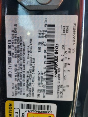 Продаж на аукціоні авто 2019 Ford Fusion Titanium, vin: 3FA6P0D93KR184535, номер лоту: 45244343