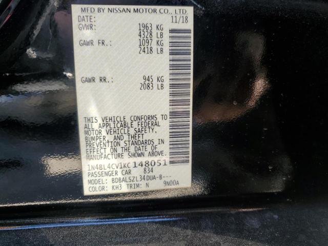 2019 Nissan Altima Sr მანქანა იყიდება აუქციონზე, vin: 1N4BL4CV1KC148051, აუქციონის ნომერი: 45382243