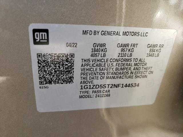 45342653 :رقم المزاد ، 1G1ZD5ST2NF144534 vin ، 2022 Chevrolet Malibu Lt مزاد بيع
