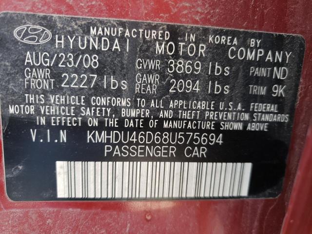 Aukcja sprzedaży 2008 Hyundai Elantra Gls, vin: KMHDU46D68U575694, numer aukcji: 44294963