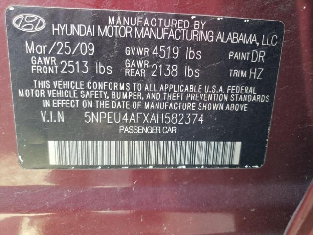 Aukcja sprzedaży 2010 Hyundai Sonata Se, vin: 5NPEU4AFXAH582374, numer aukcji: 45546913