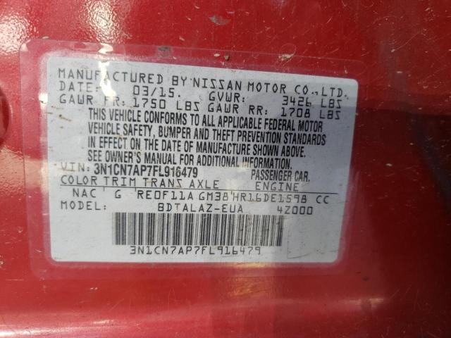 Aukcja sprzedaży 2015 Nissan Versa S, vin: 3N1CN7AP7FL916479, numer aukcji: 44905643