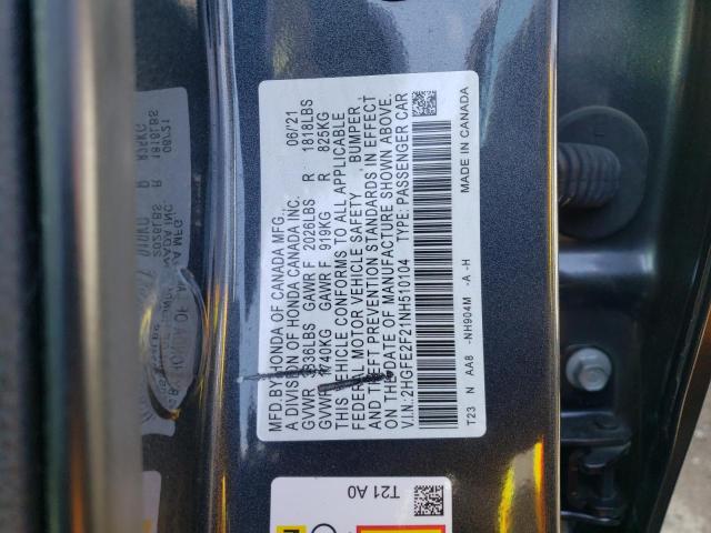Aukcja sprzedaży 2022 Honda Civic Lx, vin: 2HGFE2F21NH510104, numer aukcji: 45082133