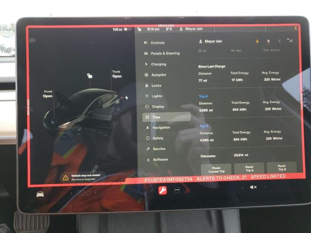 Aukcja sprzedaży 2021 Tesla Model 3, vin: 5YJ3E1EA1MF092734, numer aukcji: 45156103