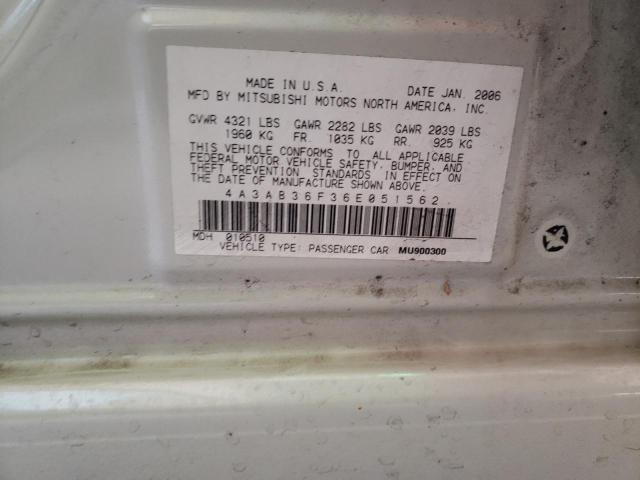 Aukcja sprzedaży 2006 Mitsubishi Galant Es Medium, vin: 4A3AB36F36E051562, numer aukcji: 45599503