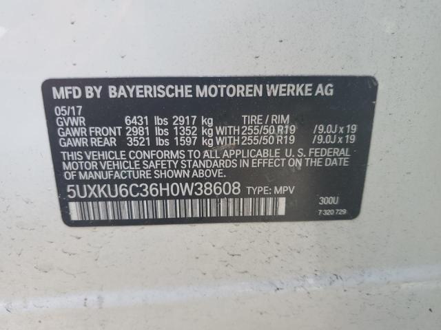 44856393 :رقم المزاد ، 5UXKU6C36H0W38608 vin ، 2017 Bmw X6 Xdrive50i مزاد بيع