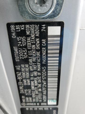 Aukcja sprzedaży 1998 Mercedes-benz Sl 500, vin: WDBFA67F2WF170045, numer aukcji: 45404713