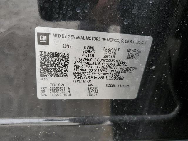 Aukcja sprzedaży 2020 Chevrolet Equinox Lt, vin: 3GNAXKEV5LL190988, numer aukcji: 45450773