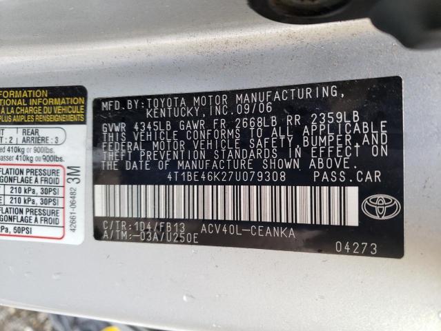 Aukcja sprzedaży 2007 Toyota Camry Ce, vin: 4T1BE46K27U079308, numer aukcji: 45485573
