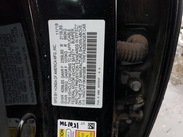 Aukcja sprzedaży 2019 Honda Accord Lx, vin: 1HGCV1F15KA010008, numer aukcji: 45569103