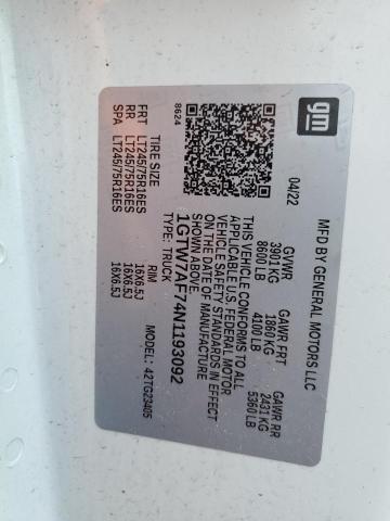 Aukcja sprzedaży 2022 Gmc Savana G2500, vin: 1GTW7AF74N1193092, numer aukcji: 45489713