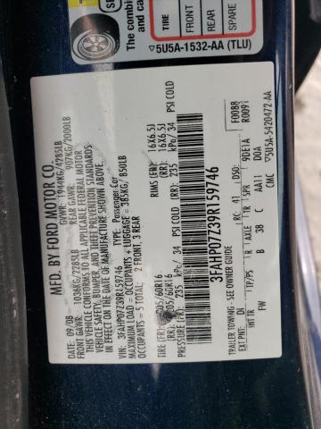 Aukcja sprzedaży 2009 Ford Fusion Se, vin: 3FAHP07Z39R159746, numer aukcji: 45442103