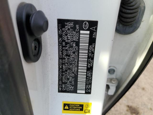 Aukcja sprzedaży 2011 Lexus Hs 250h, vin: JTHBB1BA4B2045169, numer aukcji: 45189643