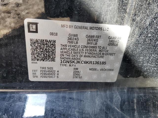 Продаж на аукціоні авто 2019 Chevrolet Suburban K1500 Premier, vin: 1GNSKJKC6KR136185, номер лоту: 45430663