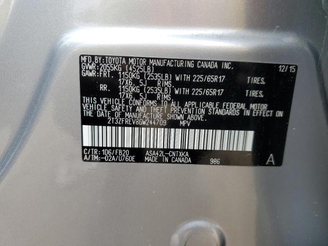 Aukcja sprzedaży 2016 Toyota Rav4 Le, vin: 2T3ZFREV8GW244709, numer aukcji: 45523323