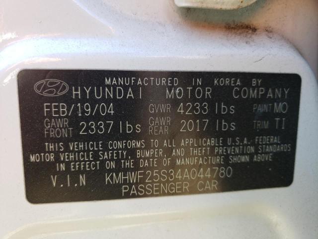 45549033 :رقم المزاد ، KMHWF25S34A044780 vin ، 2004 Hyundai Sonata Gl مزاد بيع