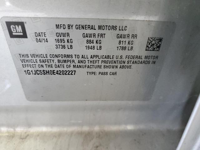 Aukcja sprzedaży 2014 Chevrolet Sonic Lt, vin: 1G1JC5SH0E4202227, numer aukcji: 45326223