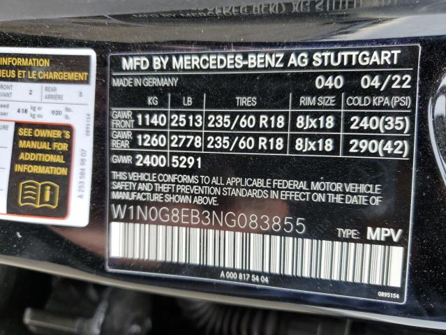 2022 Mercedes-benz Glc 300 4matic მანქანა იყიდება აუქციონზე, vin: W1N0G8EB3NG083855, აუქციონის ნომერი: 45400473