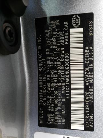 Auction sale of the 2022 Toyota Camry Le, vin: 4T1C11AK0NU636008, lot number: 45606203
