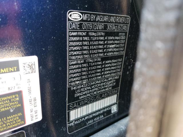 Aukcja sprzedaży 2020 Land Rover Range Rover Sport Hse, vin: SALWR2SU5LA879384, numer aukcji: 45349413