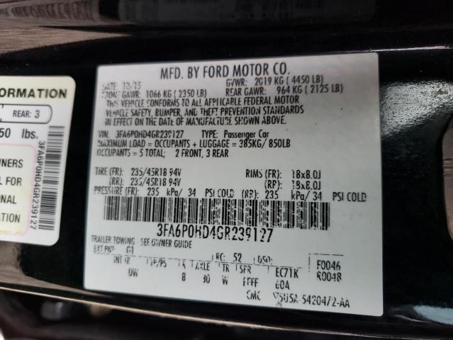 Продаж на аукціоні авто 2016 Ford Fusion Se, vin: 3FA6P0HD4GR239127, номер лоту: 45572903