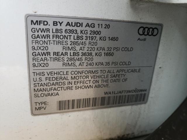 Aukcja sprzedaży 2021 Audi Q7 Premium Plus, vin: WA1LJAF73MD020644, numer aukcji: 45353023