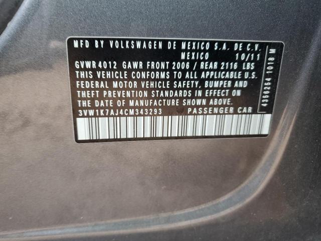 Aukcja sprzedaży 2012 Volkswagen Jetta Base, vin: 3VW1K7AJ4CM343293, numer aukcji: 45197263