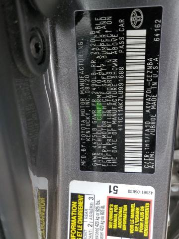 Aukcja sprzedaży 2020 Toyota Camry Le, vin: 4T1C11AK7LU991688, numer aukcji: 45419803