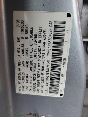 Aukcja sprzedaży 2005 Honda Accord Dx, vin: 1HGCM56165A174544, numer aukcji: 45330783